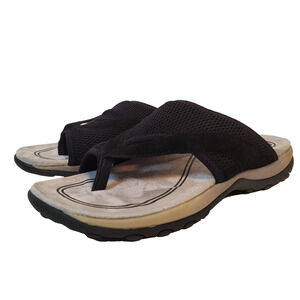 St John Bay Womens Black Knit Toe Loop Slide Sandals Flats SZ 9.5M